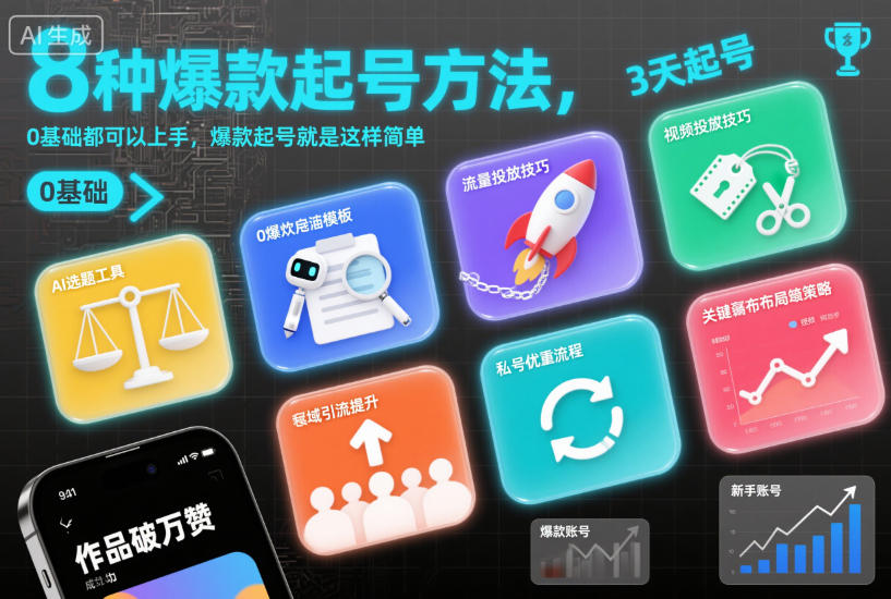 8种爆款起号方法，0基础都可以上手，爆款起号就是这样简单-万象聊项目