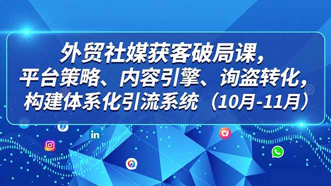 外贸 社媒获客破局课，平台策略、内容引擎、询盘转化，构建体系化引流系统(10月-11月-万象聊项目