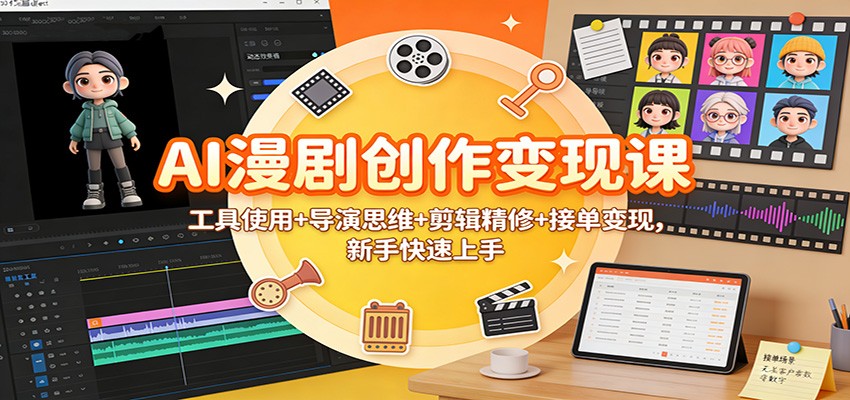 AI漫剧创作变现课：工具使用+导演思维+剪辑精修+接单变现，新手快速上手-万象聊项目
