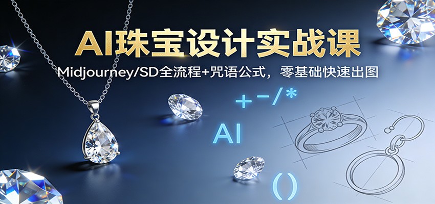 AI珠宝设计实战课：Midjourney/SD全流程+咒语公式，零基础快速出图-万象聊项目
