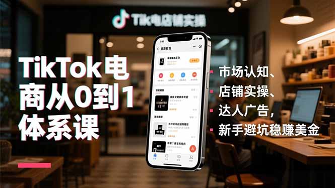 TikTok电商从0到1体系课，市场认知、店铺实操、达人广告，新手避坑稳赚美金-万象聊项目