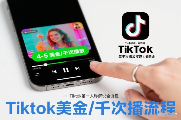TK中视频计划项目，Tiktok第一人称解说流程，每干次播放奖励4-5美金-万象聊项目