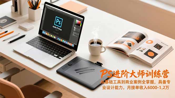 PS进阶大师训练营，从基础工具到商业案例全掌握，具备专业设计能力，月接单收入6000-1.2万-万象聊项目