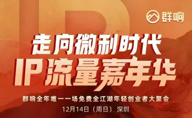 2025ip嘉年华万人12月14深圳线下课，走向微利时代，IP流量嘉年华，实操性极强的商业干货课-万象聊项目