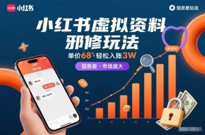 小红书虚拟资料邪修玩法，单价68，轻松入账3W，信息差玩法，市场庞大-万象聊项目