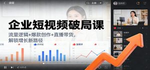 企业短视频破局课:流量逻辑+爆款创作+直播带货,解锁增长新路径-万象聊项目