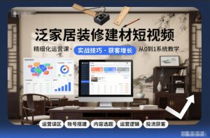 泛家居装修建材短视频精细化运营课,运营误区+账号搭建+内容选题+运营逻辑+投流获客-万象聊项目