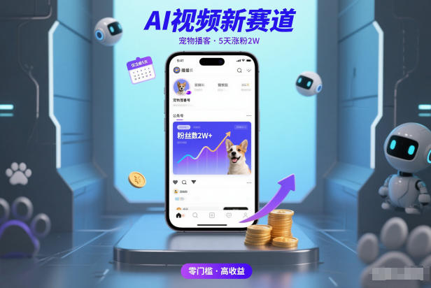 AI视频新赛道，宠物播客仅注册5天涨粉2W，收益非常可观-万象聊项目