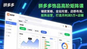 拼多多饰品高阶矩阵课,铺款策略、全站托管、店群布局,矩阵运营,打造月利润5万+店铺-万象聊项目