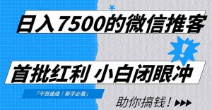 日入7500的微信推客，首批红利，自用省钱、分享赚钱，0门槛小白闭眼冲！-万象聊项目