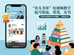 育儿书单短视频教学，起号收徒，带货，卖书(带货作品破2000W播放，月佣金2W)-万象聊项目