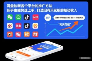 网盘拉新各个平台的推广方法，新手也能快速上手，打造没有天花板的被动收入-万象聊项目