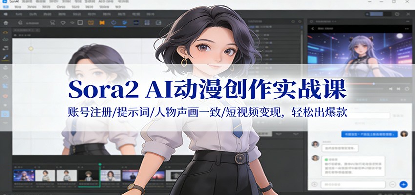 Sora2 AI动漫创作实战课：账号注册/提示词/人物声画一致/短视频变现，轻松出爆款-万象聊项目