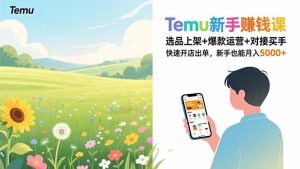 Temu新手赚钱课，选品上架+爆款运营+对接买手，快速开店出单，新手也能月入5000+-万象聊项目