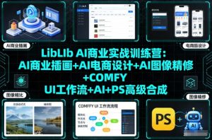 LibLIb AI商业实战训练营:AI商业插画+AI电商设计+AI图像精修+COMFY UI工作流+AI+PS高级合成-万象聊项目