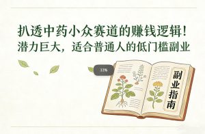 扒透中药小众赛道的賺米逻辑，潜力巨大，适合普通人的低门槛副业-万象聊项目