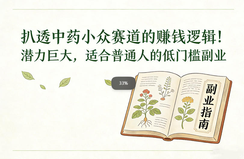 扒透中药小众赛道的賺米逻辑，潜力巨大，适合普通人的低门槛副业-万象聊项目