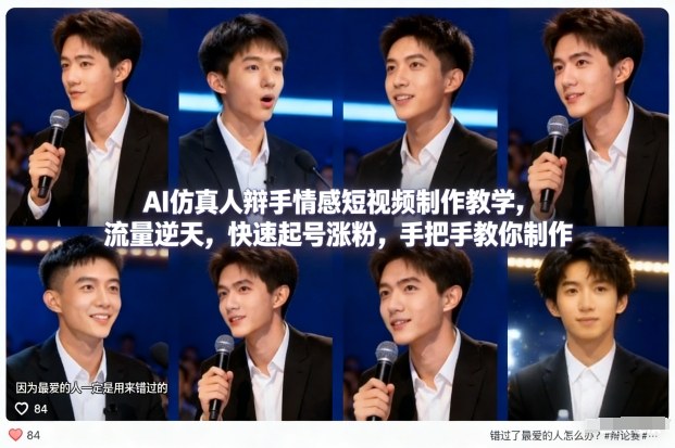 AI仿真人辩手情感短视频制作教学，流量逆天，快速起号涨粉，手把手教你制作-万象聊项目