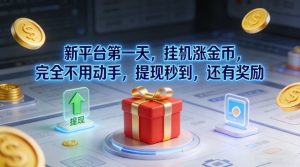 新平台第一天，挂G涨金币，完全不用动手，提现秒到，还有奖励【揭秘】-万象聊项目