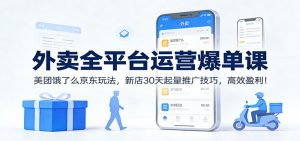 外卖全平台运营爆单课:美团饿了么京东玩法,新店30天起量推广技巧,高效盈利!-万象聊项目