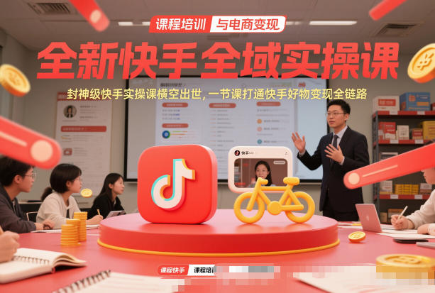 全新快手全域实操课，封神级快手实操课横空出世，一节课打通快手好物变现全链路-万象聊项目