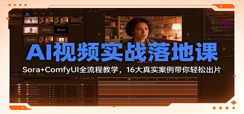AI视频实战落地课：Sora+ComfyUI全流程教学，16大真实案例带你轻松出片-万象聊项目