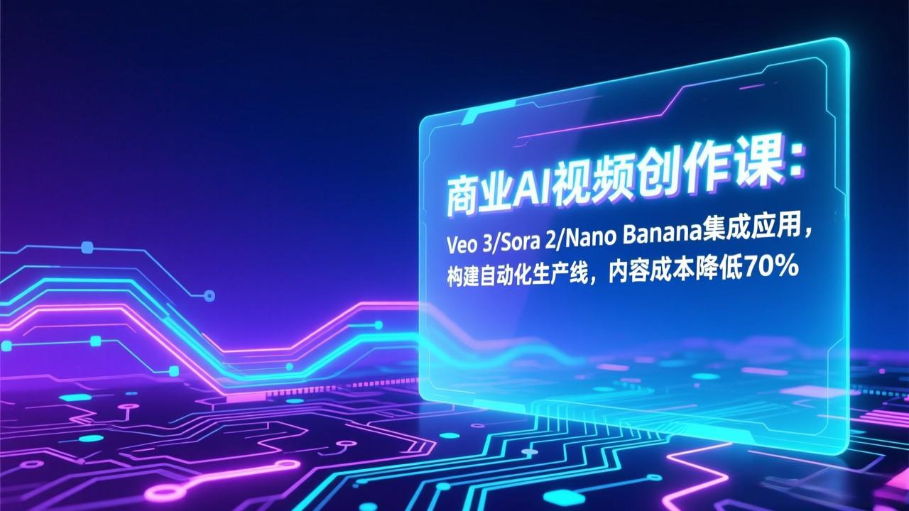 商业AI视频创作课：Veo 3/Sora 2/Nano Banana集成应用，构建自动化生产线，内容成本降低70%-万象聊项目