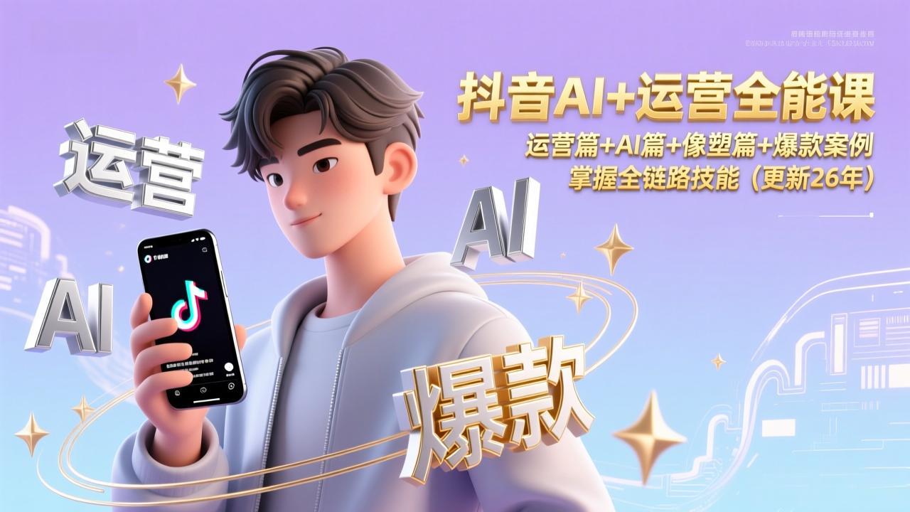 抖音AI+运营全能课，运营篇+AI篇+像塑篇+爆款案例，掌握全链路技能(更新26年-万象聊项目