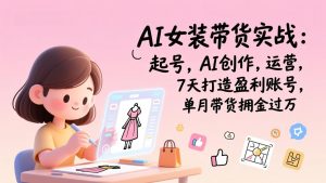 AI女装带货实战：起号，AI创作，运营，7天打造盈利账号，单月带货佣金过万-万象聊项目