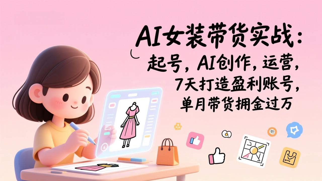 AI女装带货实战：起号，AI创作，运营，7天打造盈利账号，单月带货佣金过万-万象聊项目