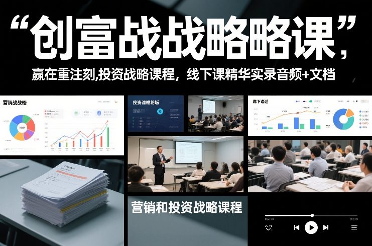 创富战略课，赢在重注时刻，营销和投资战略课程，线下课精华实录音频+文档-万象聊项目