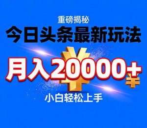 今日头条代运营最新玩法,轻轻松松月入20000+-万象聊项目