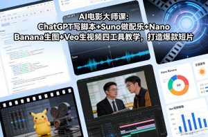 AI电影大师课:ChatGPT写脚本+Suno做配乐+Nano Banana生图+Veo生视频,打造爆款短片-万象聊项目