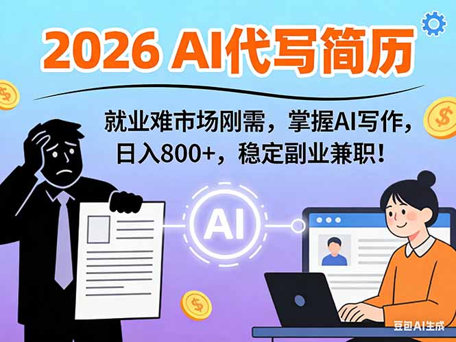 AI代写简历，超暴利，用万能模板月入1-3万实战教程，2026年市场刚需！-万象聊项目