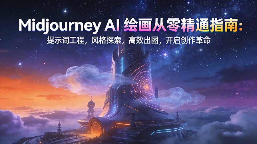 Midjourney AI绘画从零精通指南：提示词工程，风格探索，高效出图，开启创作革命-万象聊项目
