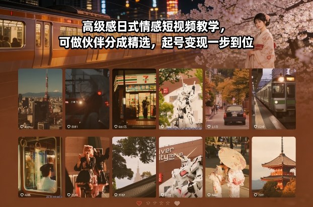 高级感日式情感短视频教学，可做伙伴分成精选，起号变现一步到位-万象聊项目