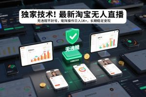 独家技术!最新淘宝无人直播:无违规不封号,矩阵操作日入1K+,长期稳定变现【揭秘】-万象聊项目