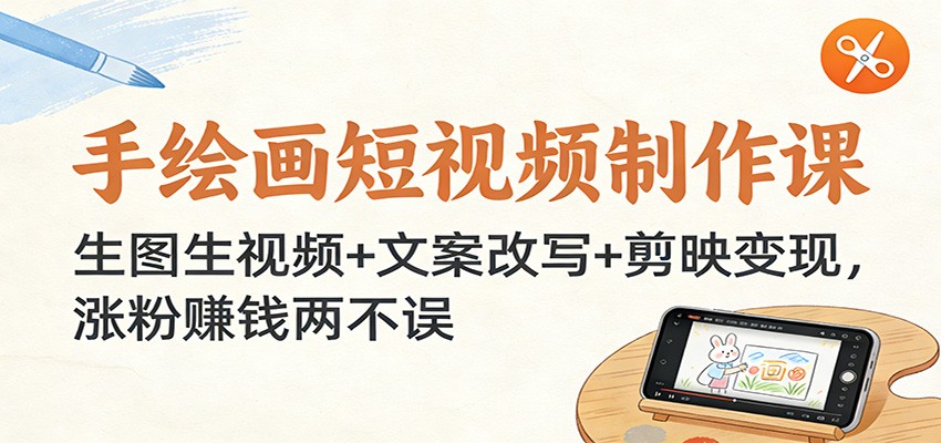 手绘画短视频制作课：生图生视频+文案改写+剪映变现，涨粉赚钱两不误-万象聊项目