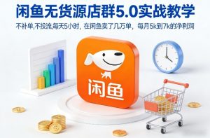 闲鱼无货源店群5.0实战教学，不补单，不投流，每天5小时，在闲鱼卖了几万单，每月5k到7k的净利润-万象聊项目