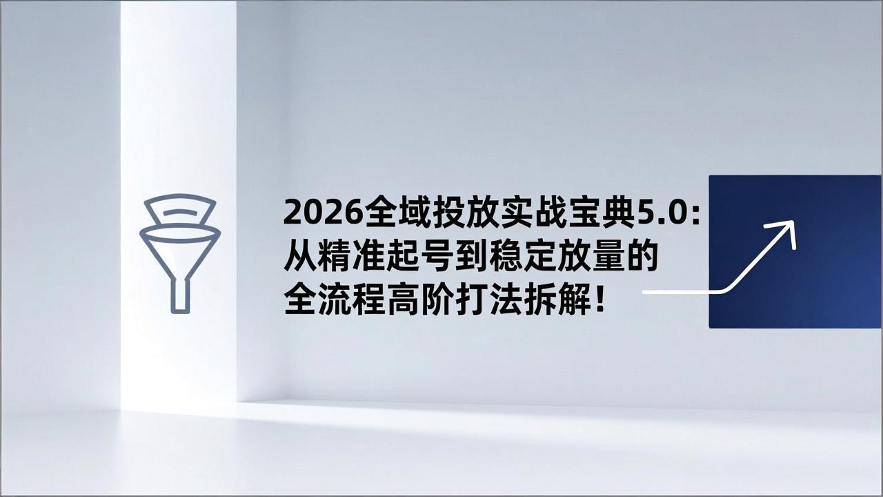 2026全域投放实战宝典5.0：从精准起号到稳定放量的全流程高阶打法拆解！-万象聊项目