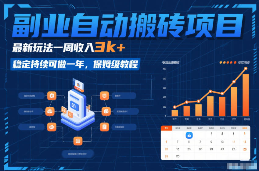 副业自动搬砖项目，最新玩法一周收入3k+，稳定持续可做一年，保姆级教程【揭秘】-万象聊项目