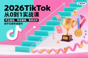 2026TikTok从0到1实战课,平台激励、带货賺佣、商单合作,新手也能快速盈利(3天直播课)-万象聊项目