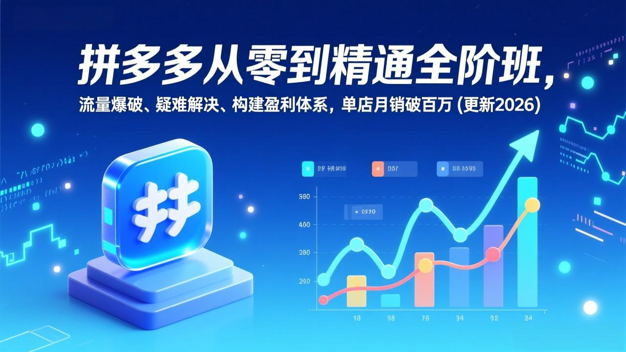 拼多多从零到精通全阶班，流量爆破、疑难解决，构建盈利体系，单店月销破百万(更新2026-万象聊项目