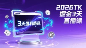 2026TK掘金直播课,起号涨粉+直播带货+商单变现+3天打通盈利路径,月入过万美金-万象聊项目