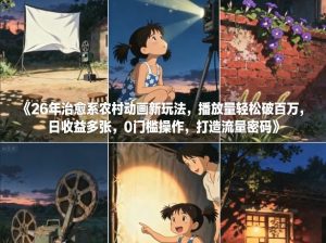 26年治愈系农村动画新玩法,播放量轻松破百万,日收益多张,0门槛操作,打造流量密码-万象聊项目