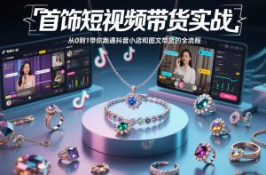 首饰短视频带货实战,从0到1带你跑通抖音小店和图文带货的全流程-万象聊项目