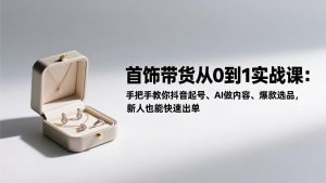首饰带货从0到1实战课:手把手教你抖音起号、AI做内容、爆款选品,新人也能快速出单-万象聊项目