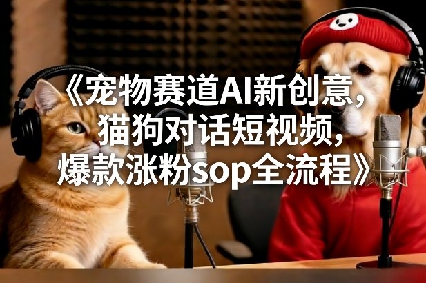 宠物赛道AI新创意，猫狗对话短视频，爆款涨粉sop全流程-万象聊项目