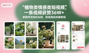 植物类情感类短视频,一条视频获赞36W+,橱窗带货轻松玩转,附保姆级拆解教程-万象聊项目