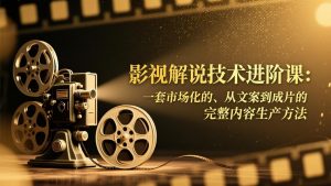 影视解说技术进阶课:一套市场化的、从文案到成片的完整内容生产方法-万象聊项目